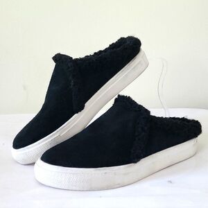 Caslon Lea Black Suede Sherling Comfy Cozy Interior Slippers Flats 5.5M